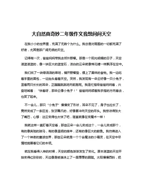 大自然真奇妙二年级作文我想问问天空