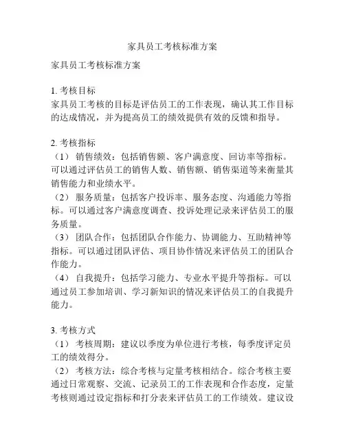 家具员工考核标准方案