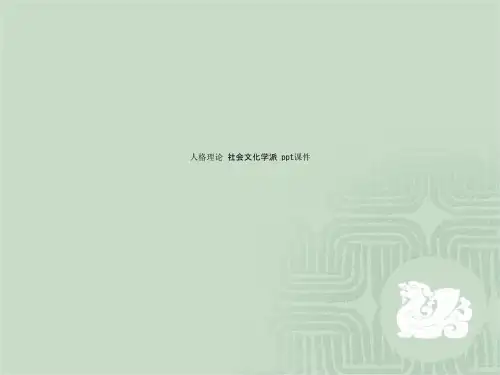 人格理论 社会文化学派 ppt课件