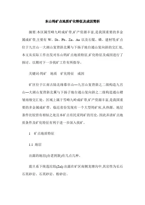 东山钨矿点地质矿化特征及成因简析