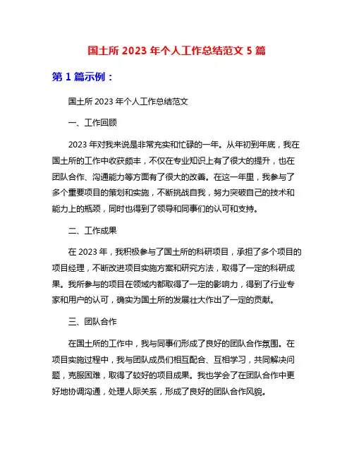 国土所2023年个人工作总结范文5篇