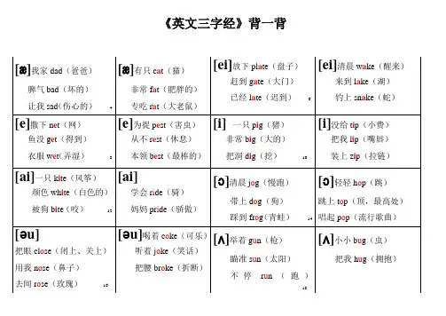 经典英文速记音标三字经