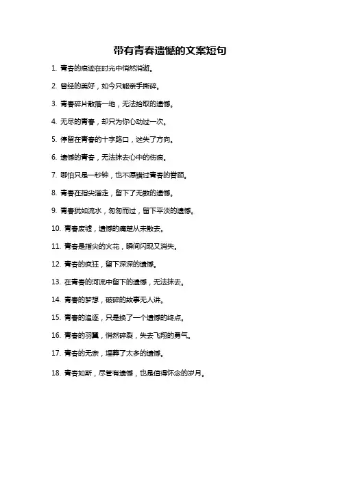 带有青春遗憾的文案短句