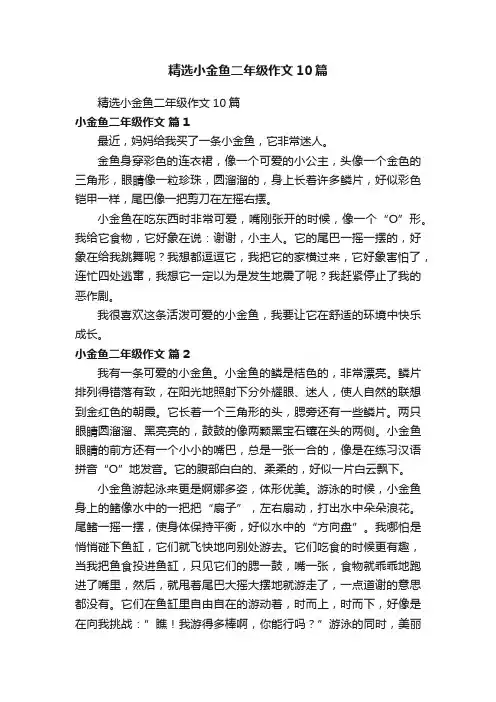 精选小金鱼二年级作文10篇