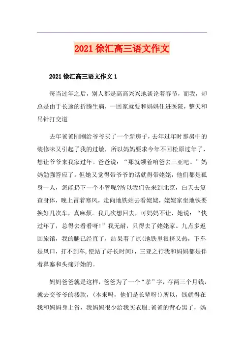 2021徐汇高三语文作文