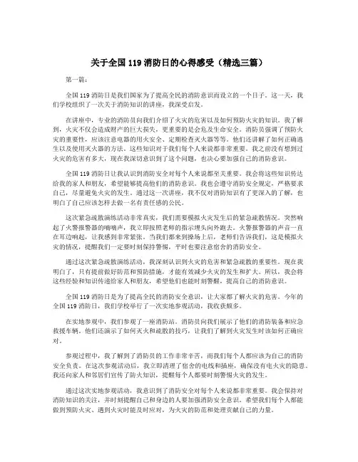 关于全国119消防日的心得感受(精选三篇)