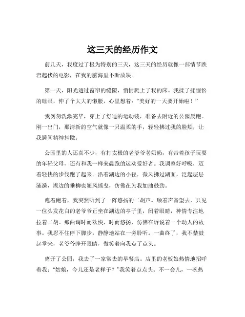 这三天的经历作文