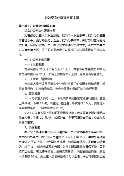 办公室文化建设方案5篇