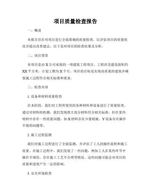 项目质量检查报告