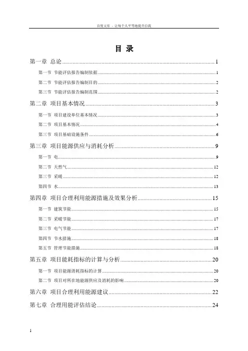 项目节能评估报告报告模板