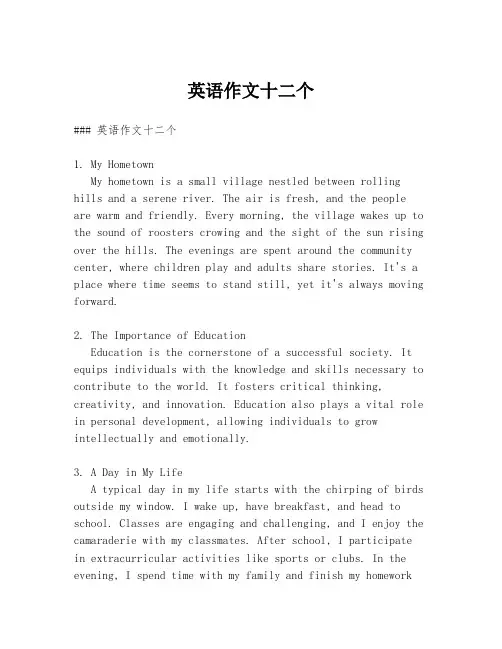 英语作文十二个