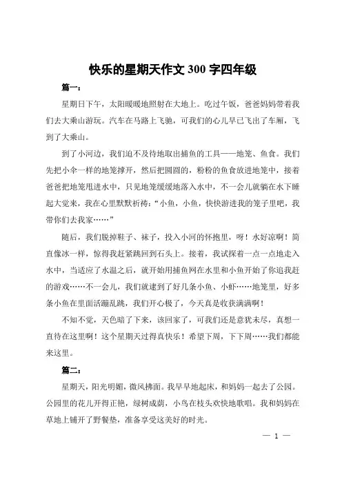 快乐的星期天作文300字四年级