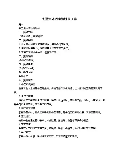 冬至集体活动策划书3篇