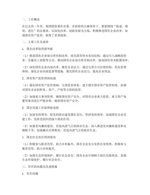 给国资委的工作总结范文