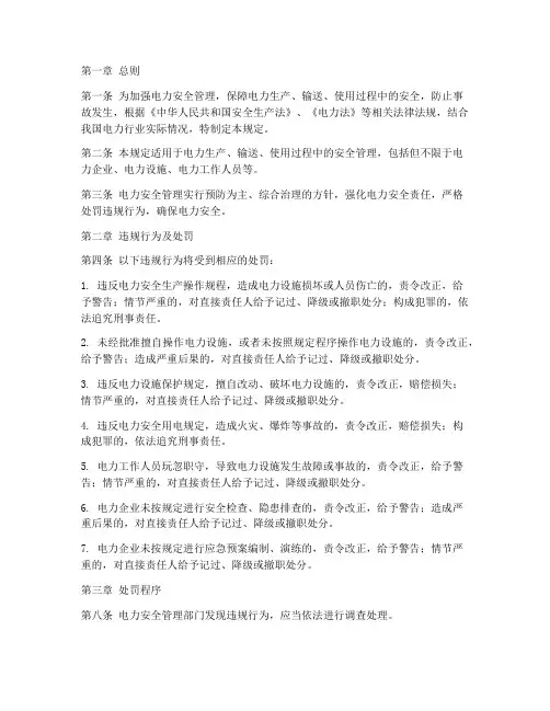 电力安全管理制度处罚