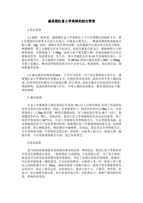 盛果期红富士苹果树的综合管理