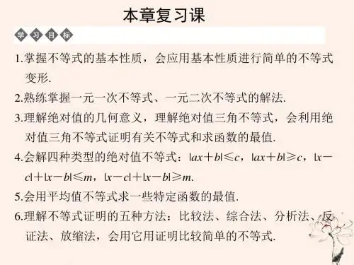 2018_2019学年高中数学第一章不等式的基本性质和证明的基本方法本章复习课课件新人教B版选修4_