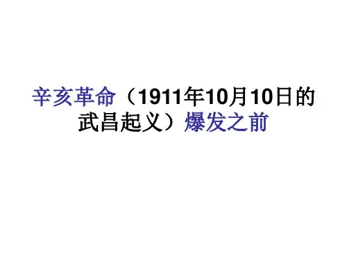 辛亥革命(1911年10月10日的武昌起义)爆发之前