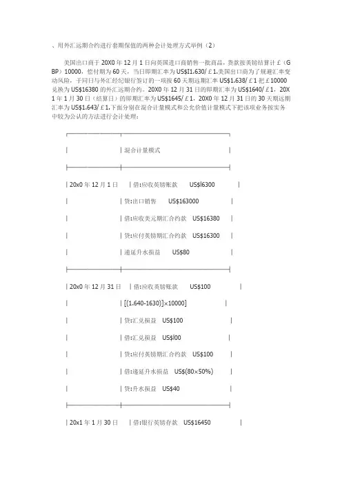 外汇套保会计处理方式举例