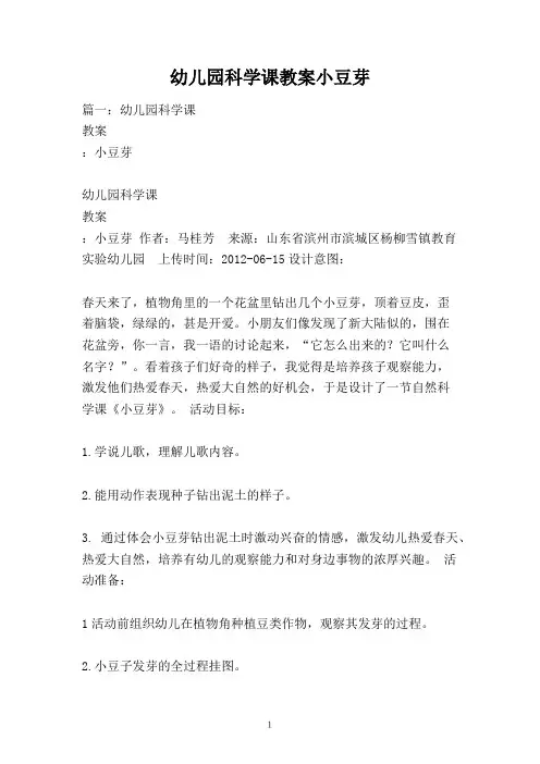 幼儿园科学课教案小豆芽
