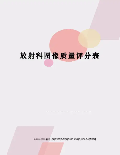 放射科图像质量评分表