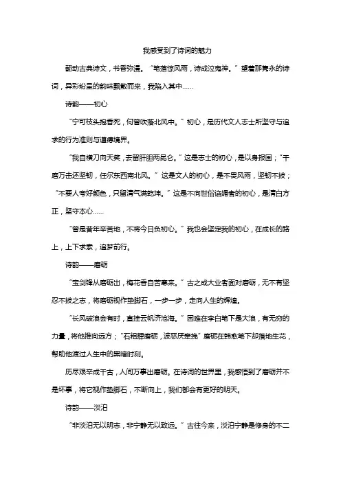 我感受到了诗词的魅力