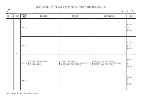 “四风”问题整改综合台账
