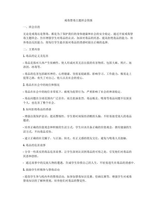 戒毒禁毒主题班会简报