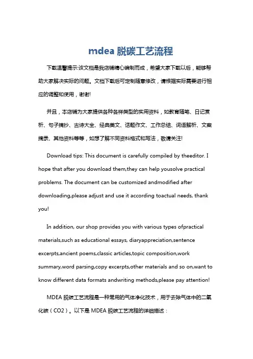 mdea脱碳工艺流程