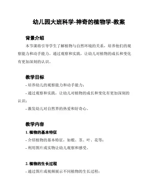 幼儿园大班科学-神奇的植物学-教案