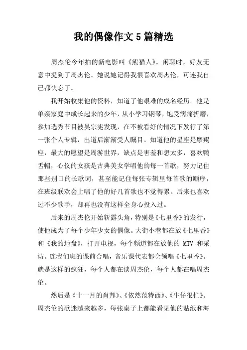 我的偶像作文5篇精选