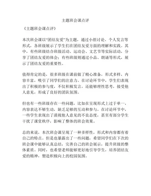 主题班会课点评