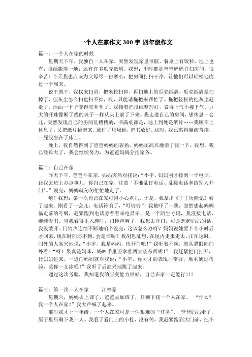 一个人在家作文300字_四年级作文