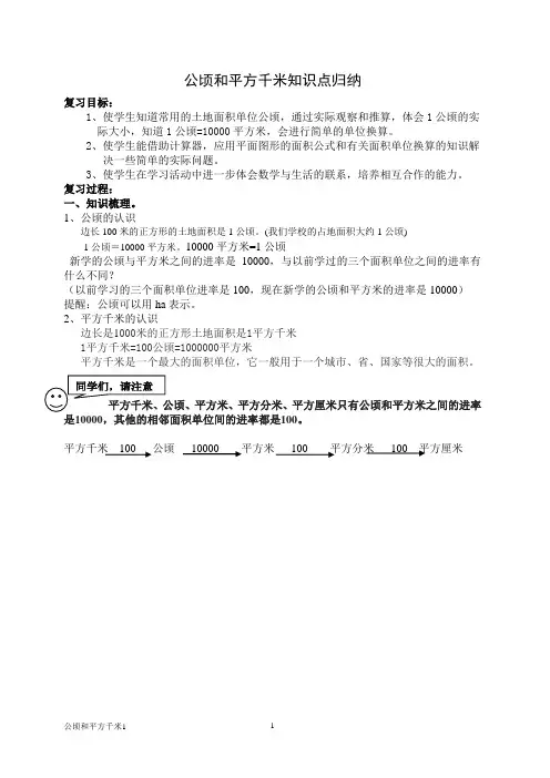 公顷与平方千米知识点归纳