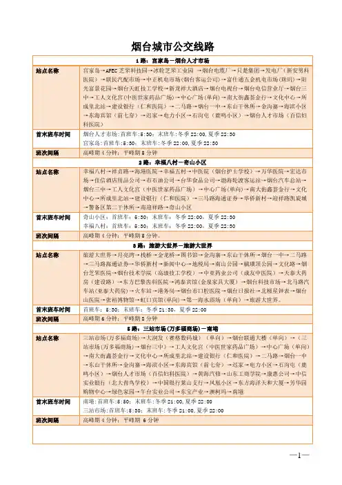 烟台城市公交线路