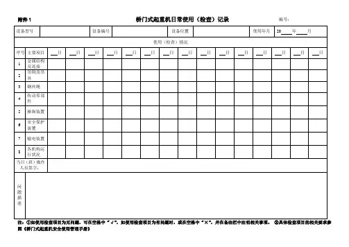 桥门式起重机日常使用记录