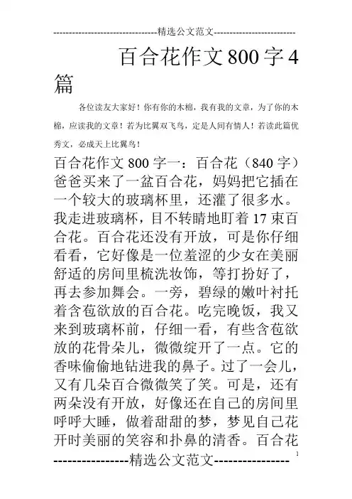 百合花作文800字4篇_0