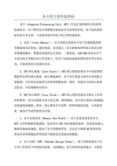 显卡的主要性能指标