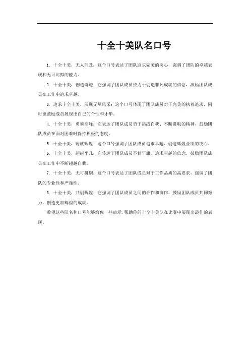 十全十美队名口号