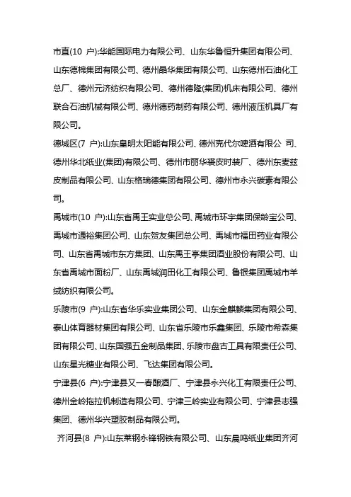 德州市企业名单
