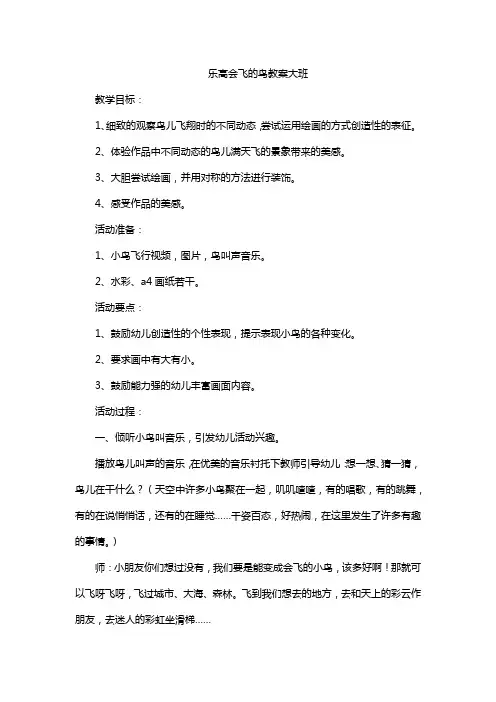 乐高会飞的鸟教案大班