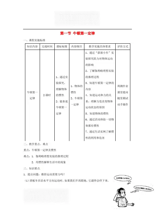新人教版 八年级物理下册 第八章 运动和力 优秀导学案 章节合集(含答案解析)