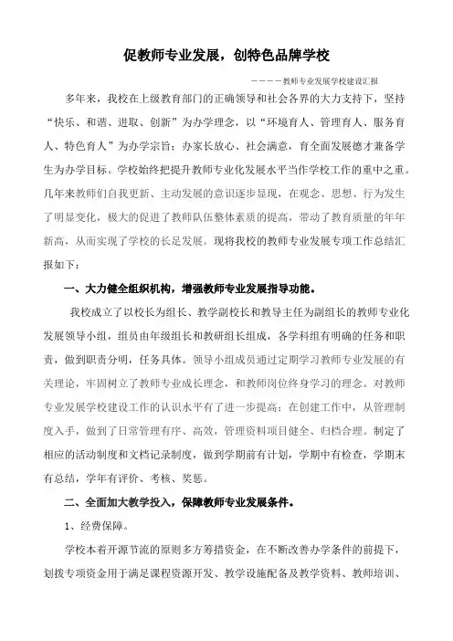专业发展学校汇报材料