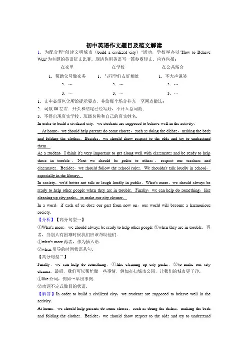 精选(初中)英语作文范文(50篇)
