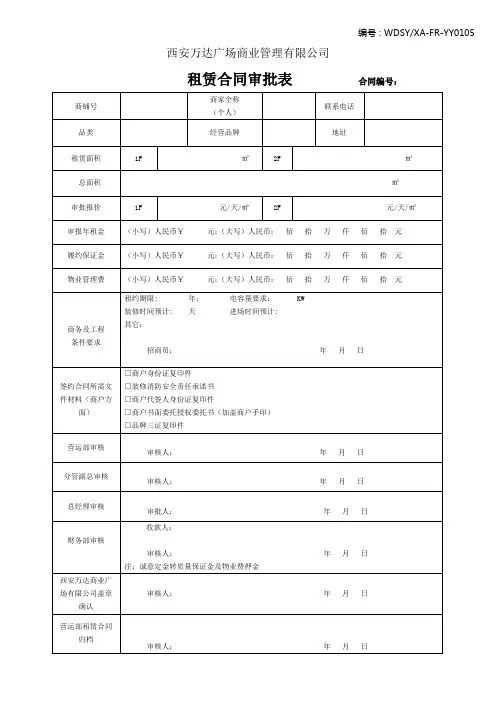 租赁合同审批表