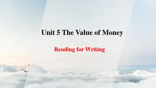 《TheValueofMoney》ReadingforWritingPPT课件