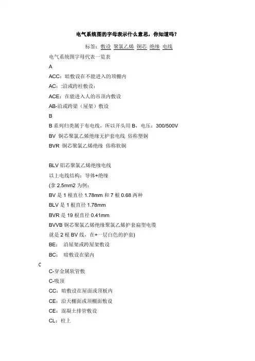 电气图中字母代表含义
