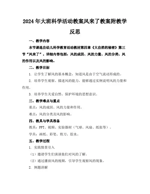 2024年大班科学活动教案风来了教案附教学反思