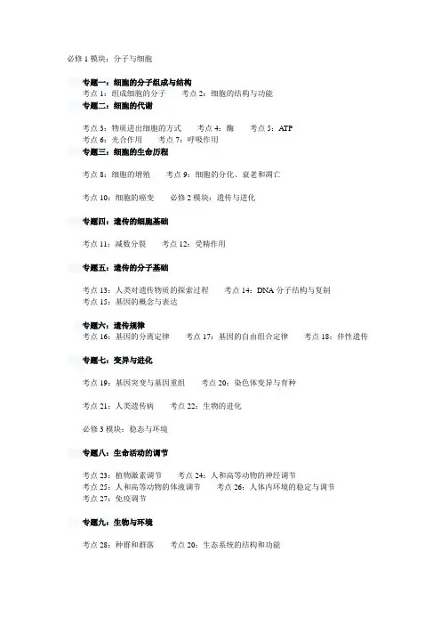 高中生物章节