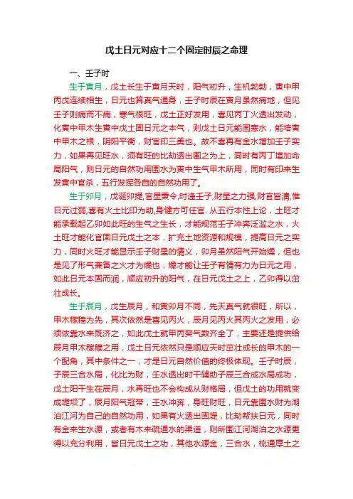 戊土日元对应十二个固定时辰之命理